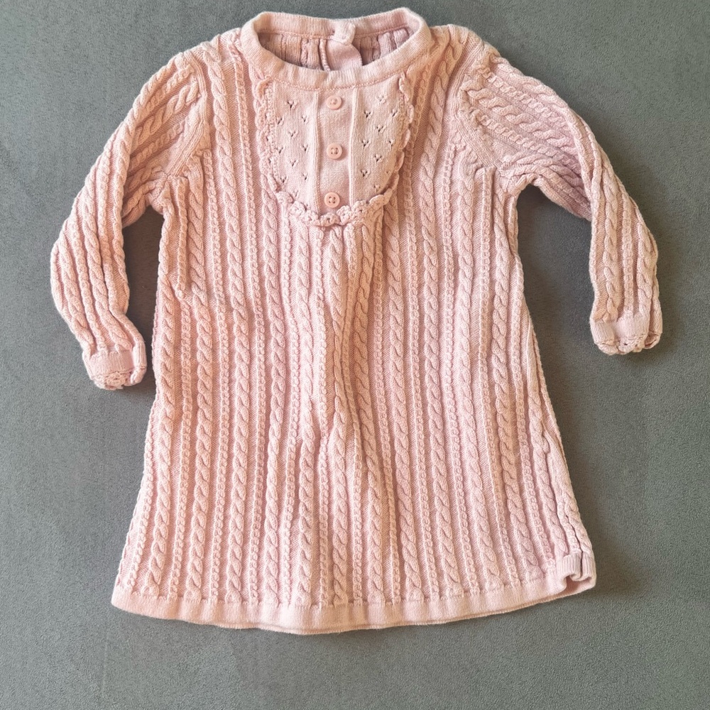 Janie and Jack Soft Pink Cable Knit Baby Dress size 6-12 months
